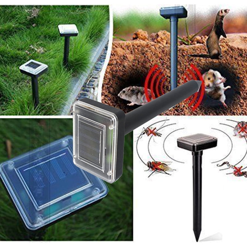 Ultrasonic Sonic Yard Solar Power Mouse Mice Mole Insect Pest Rodent Repeller 