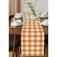 thumbnail image 4 of ERUNPONLY Orange Plaid Table Runner - 120 Inch Long Gradient Geometric Buffalo White Checkered Cotton Linen Blended Dress Scarves Farmhouse Table Runner for Kitchen Dining, Coffee Table, 13"x120", 4 of 8
