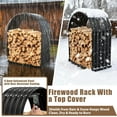 thumbnail image 4 of Remise de Rangement pour Bois de Chauffage Noire Robuste – Porte-Bûches en Métal avec Toit Rond de 32 Pouces – Étagère Extérieure en Bois pour Patio, Terrasse et Foyer – Support en Bois Étanche pour Bois de Chauffage (Toit de 2,7 Pi de Diamètre), 4 of 6