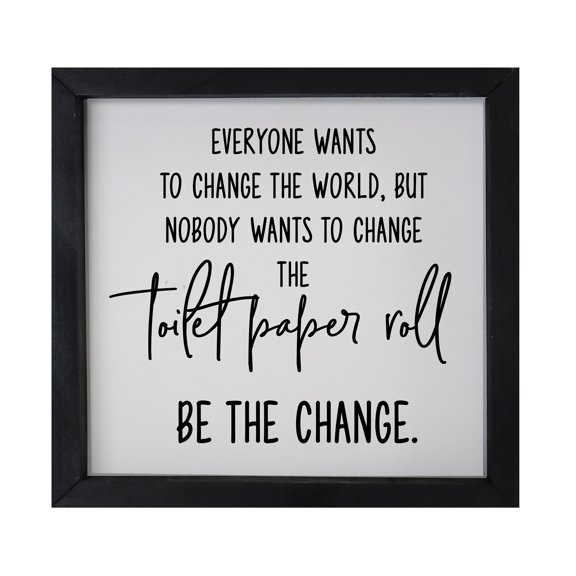 Funny Bathroom Decor Framed Shadow Box 11.5x11.5 (Toilet Paper Roll)