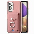 thumbnail image 2 of Compatible with Samsung Galaxy A32 5G Card Slot Back Case, 360 Degree Rotatable Ring Stand Plating Button PU Leather Support Magnetic Car Mount Phone Case Cover for Samsung Galaxy A32 5G, Pink, 2 of 14