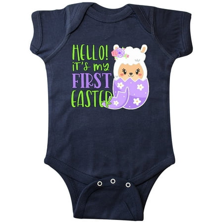 

Inktastic Hello! It s My 1st Easter Llama in Easter Egg Gift Baby Boy or Baby Girl Bodysuit