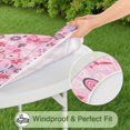 thumbnail image 5 of Elastic edge tablecloth with floral printed polyester, fits round tables 44-52 inch, stain-resistant, extra large edition, 5 of 7