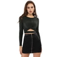 thumbnail image 3 of Disfraz de Navidad Allegra K para mujer Tops con purpurina Manga larga Slim Fit Crop Top Negro M, 3 of 6