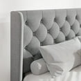 thumbnail image 4 of Allewie Queen Size Upholstered Platform Bed Frame with Fabric Wingback Button Tufted Headboard, Light Grey, 4 of 11