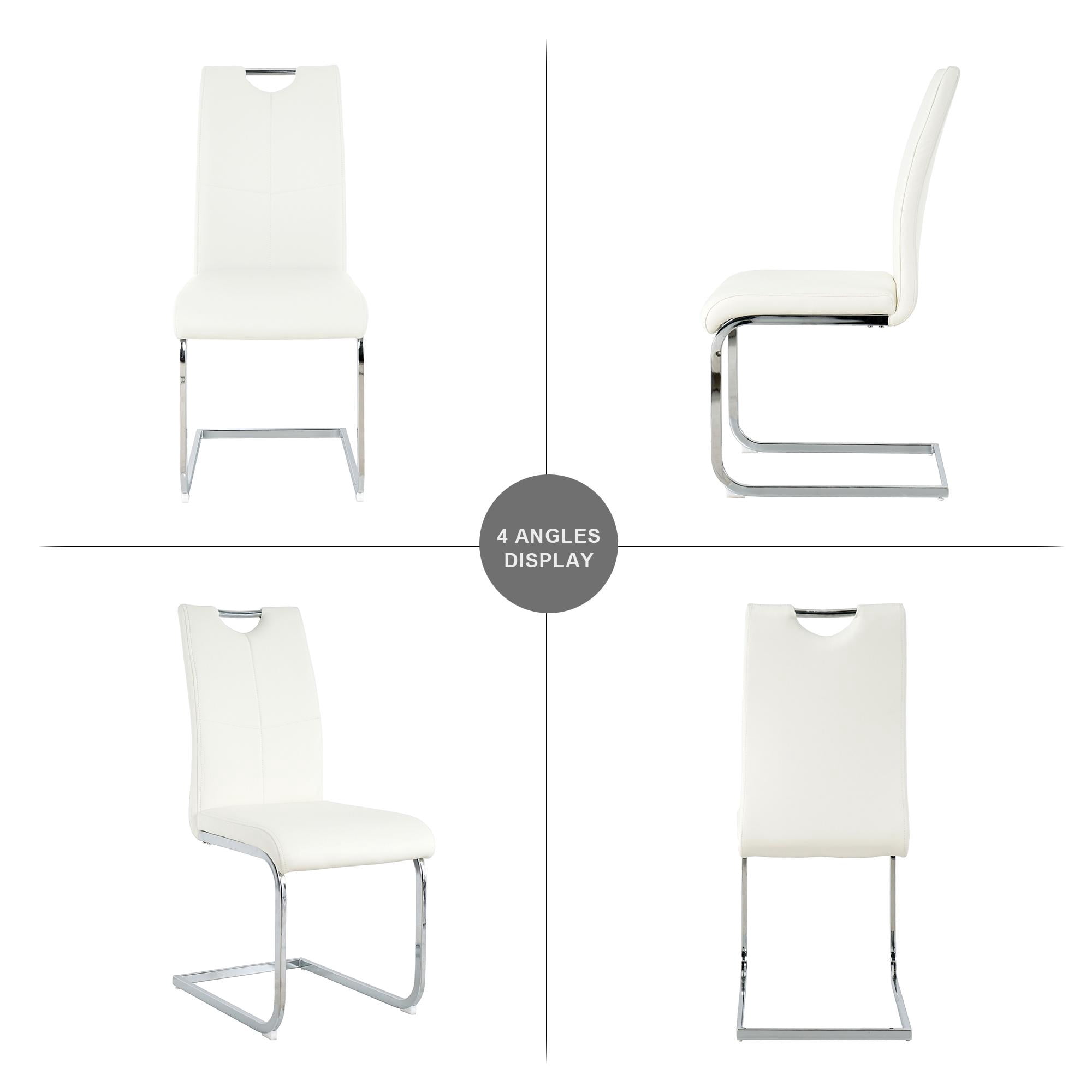 Sumdeal Modern Dining Chairs Set of 4,Modern Dining Chairs with C-Shape Metal frame leg with High Density Sponge Leather,Dining Chairs for Dining Room,Kitchen,Living Room