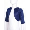 thumbnail image 3 of iiniim Kids Girls 3/4 Sleeve Satin Wedding Party Bolero Shrug Jacket Cover Up Top 4-16 Navy Blue 12, 3 of 7