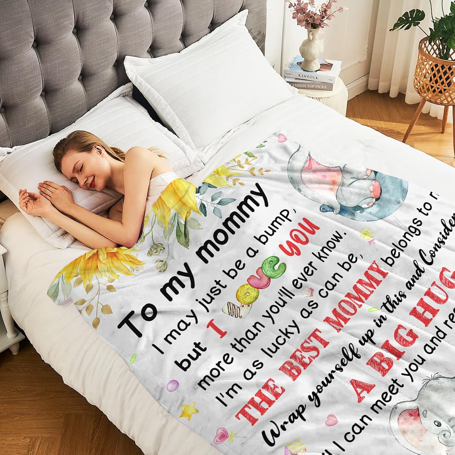 Mom to Be Gifts Pregnancy Gifts - First Time Mom Gifts, Promoted to Mom Gifts, Flannel Soft Blankets and Throws for New Mommy 50x60in