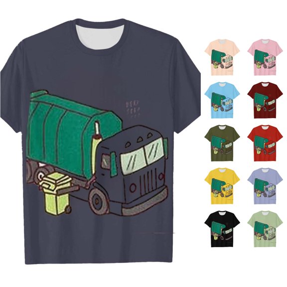 Huowey Boys Toddler Funny Graphic Tee Top Short Sleeve Lightweight Crewneck Cute Cartoon Print Loose Fit Everyday Tees Comfortable Fit Summer Base T Shirts Sofr Kids Clothes,6-7 Years