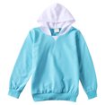 thumbnail image 4 of Kids Hoodie Sweatshirt Thin Light Weight Casual Blue Contrast Stitching Long Sleeve Boys Girls Fall Spring Pullover Clothes for Toddlers 9-10 Years, 4 of 4