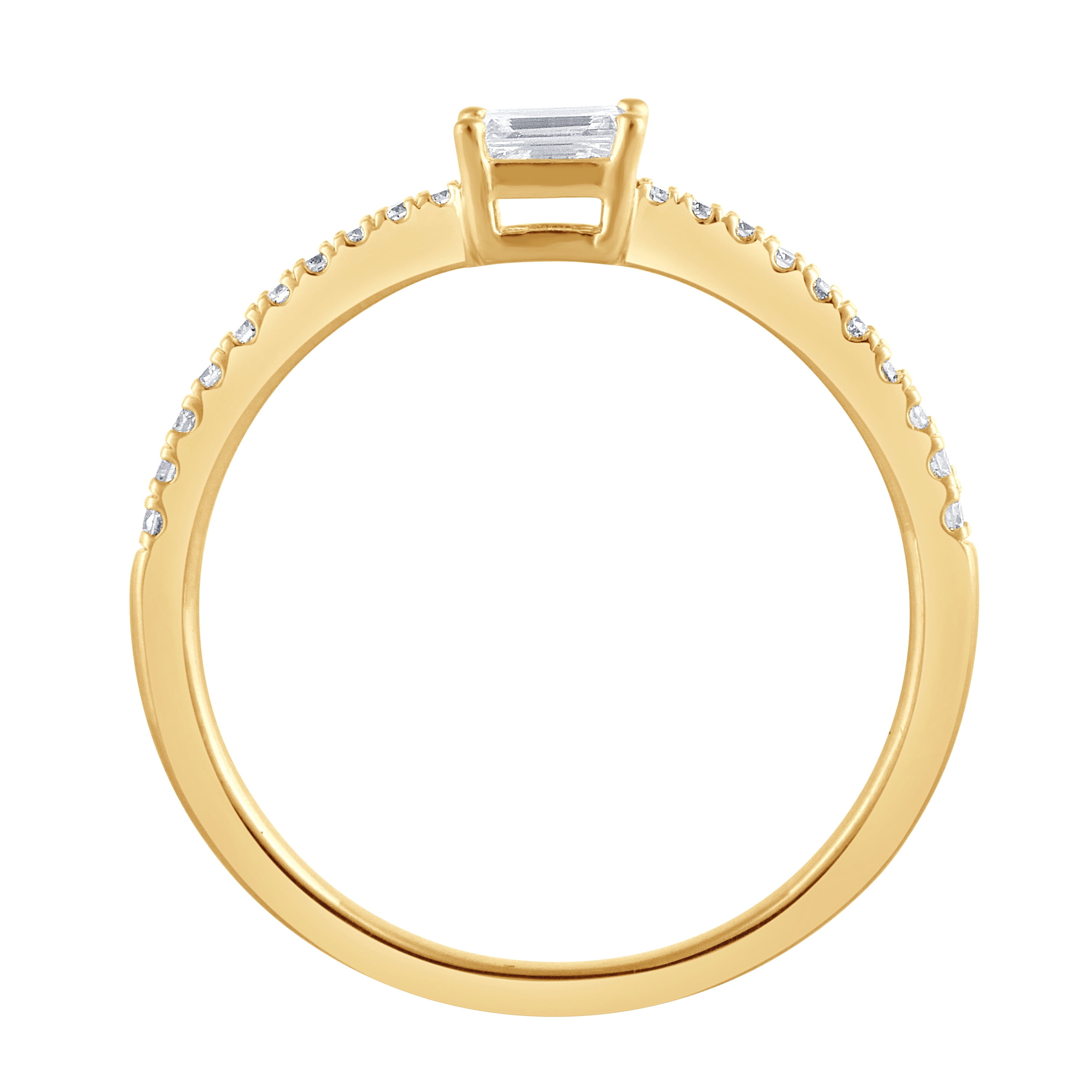Unique Moments 1/3 Ct Emerald Lab Grown Diamond YG Plated Sterling Silver Ring for Women (J, SI-I1)