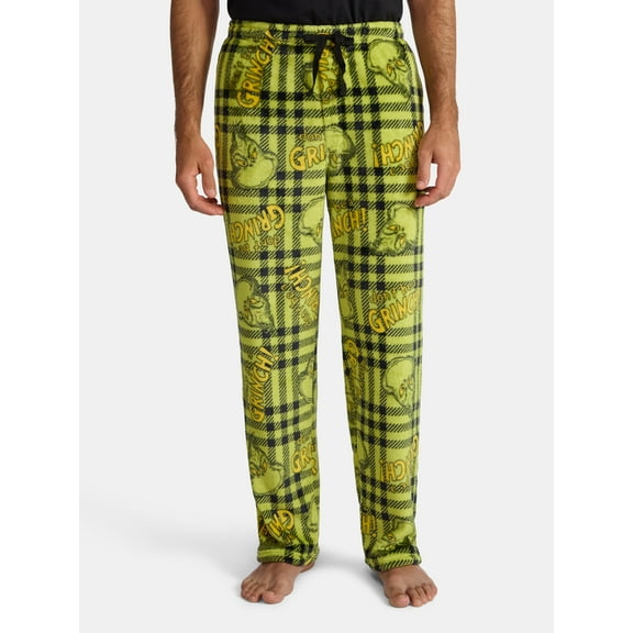 Dr. Seuss Men's Grinch Superminky Pajama Fleece Sleep Pants, Size S-XL
