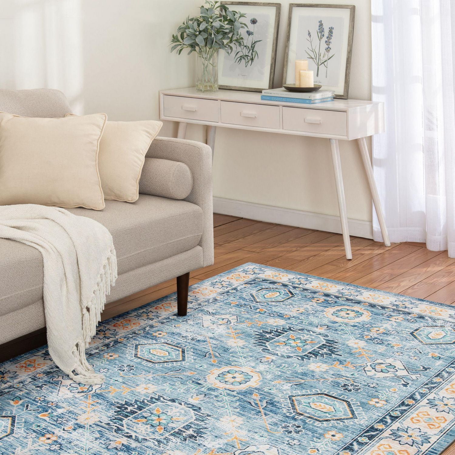 Tommin Blue and Yellow Woven Area Rug