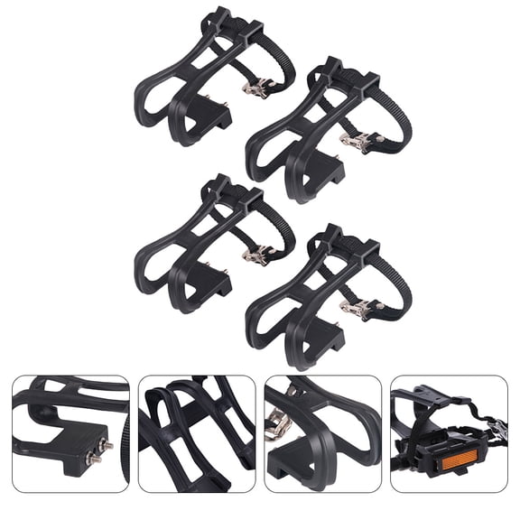 FOLOYORI Bike Pedal Strap Toe Clips 2 Pairs Durable Adjustable Buckle for Bikes 13X7.6cm