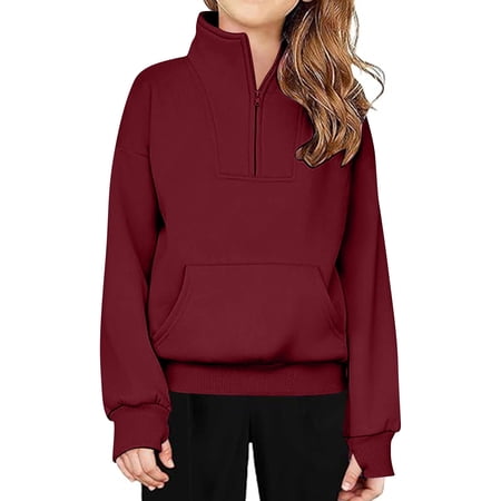 Bnwani Toddler Crew Neck Sweatshirts Boys Winter Turtleneck Solid Red Size 11 Years
