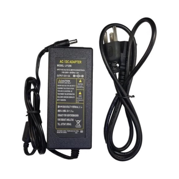 AC 100-240V to 12V 6A Power Supply Adapter, 72W AC to DC Adapter Converter with Type G Plug, for LED Strip Lights