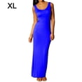 thumbnail image 1 of Robe Femme Couleur Unie Longue Robe Robe d'Été Aguichant Gilet Sans Manches Aguichant Ajustée Robe Maxi, Bleu, TG, 1 of 1