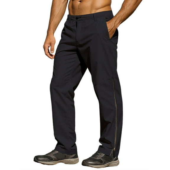 Mens Pants Under $10 Mens Golf Pants Stretch Work Dress Pants Waterproof Quick Dry Lightweight Side Zipper Casual Trousers with Pockets
