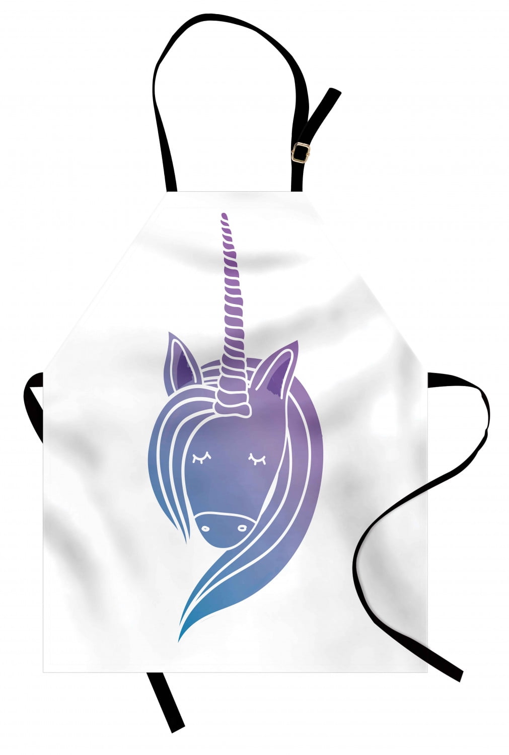 Unicorn Apron Silhouette of a Mythical Horse with Horn Doodle Ancient Creature Design, Unisex