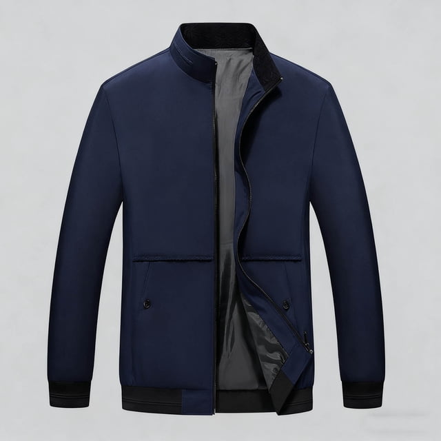 Veste à Poches pour Homme, Mince, à Manches Longues, Col Montant, Style Affaires Décontracté, pour le Printemps et l'Été, pour Usage Quotidien