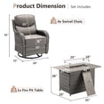 thumbnail image 2 of Planntonneo 5 Pieces Outdoor Patio Furniture Set with Fire Pit Table, 4 Swivel Rocking Chairs with 6" Thick Cushion for Porch Deck Garden Backyard, Grey/Grey, 2 of 12
