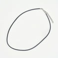 thumbnail image 2 of Black Imitation Leather Cord Necklace Making Platinum Color Iron Clasp and Adjustable Chain about 2mm thick 17 inch, 2 of 3