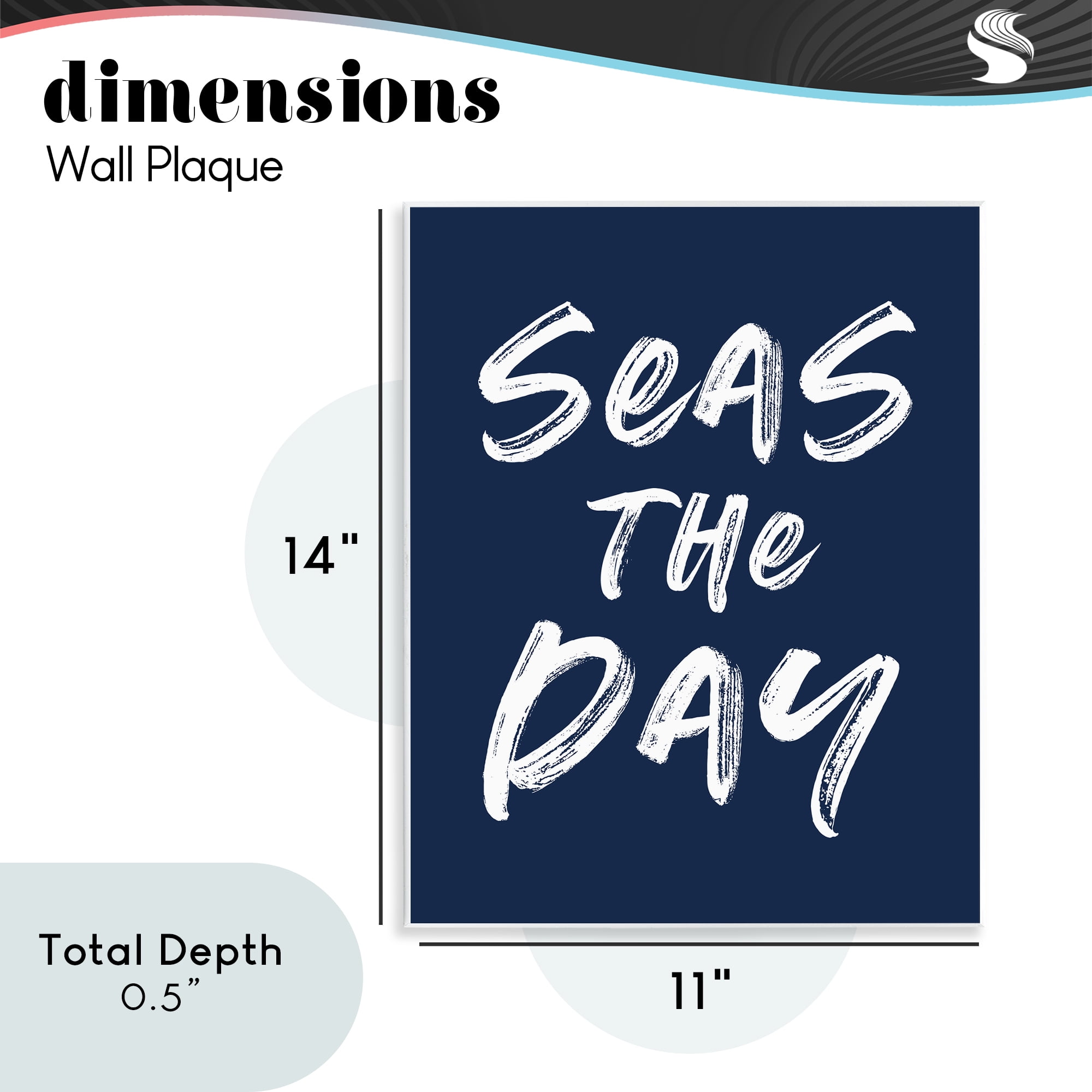 Seas The Day Sentiment Wall Plaque Art, design by Lettered and Lined