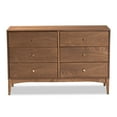 thumbnail image 4 of Baxton Studio Landis Mid-Century Modern Ash Walnut Finished Wood 6-Drawer Dresser, 4 of 11