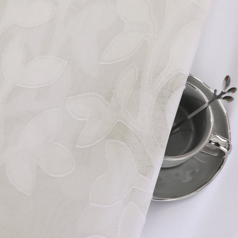 OVZME Darla Natural Sheer Cafe Curtains 42W x 36L, 2-Panel photo 6