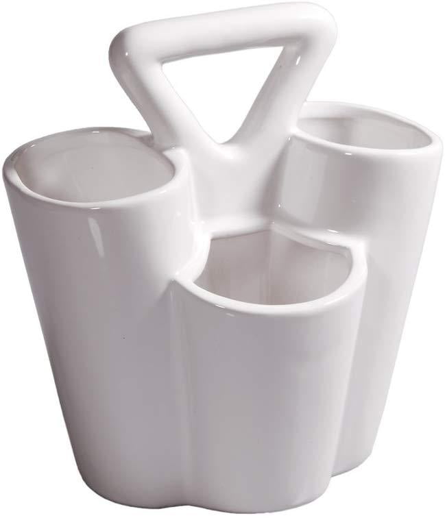 Home Essentials 4 Section Ceramic Kitchen Caddy White