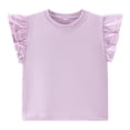 thumbnail image 2 of YOUYEDIAN Toddler Girls Ruffle Sleeve T Shirt Puff Short Sleeve Basic Tank Top Blouse Plain Solid Kids Casual Clothes (Purple, 8-9 Years), 2 of 4