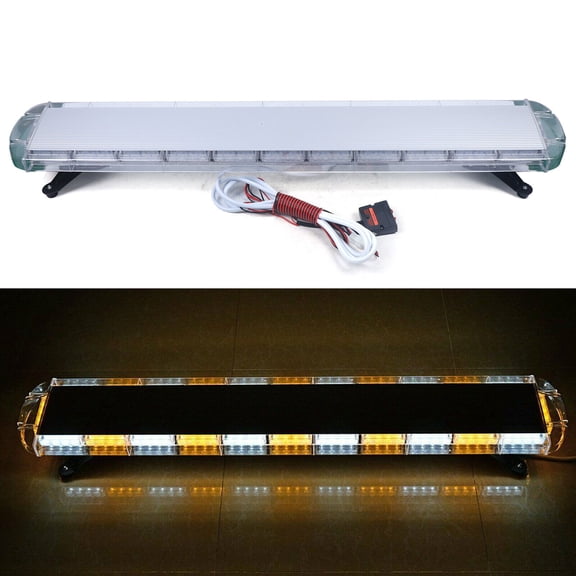 51" 96LED Simple Operation Emergency Strobe Light Bar Tow Truck Warn Beacon Response Amber White