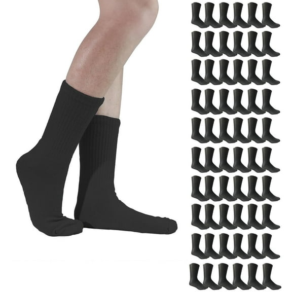 Yacht & Smith SOCKS'NBULK Mens Wholesale Bulk Sports Crew, Athletic Case Pack Socks (60 Pairs Black, Womens 9-11 (Shoe size 5-10))