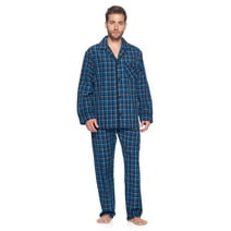 Hanes Men's and Big Men's Long Sleeve Long Leg Woven Pajama Set, 2 ...