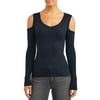 Sofia Jeans Cold-Shoulder Metallic Ribbed V-Neck Knit Top Women's