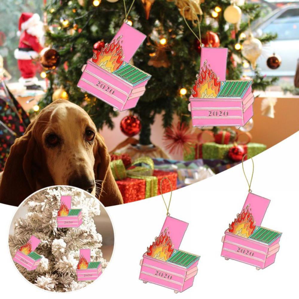 Dumpster Fire Christmas Ornament Christmas Tree Wooden Pendants Individuality