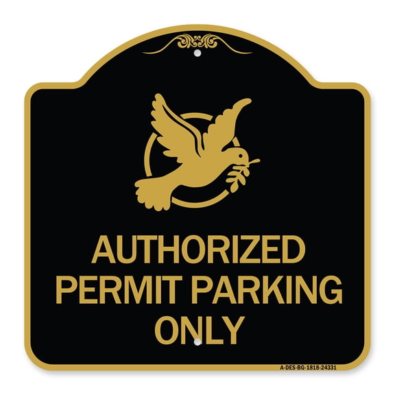 SignMission A-DES-BG-1818-24331 18 x 18 in. Designer Series Sign - Authorized Church Parking Only with Graphic, Black & Gold