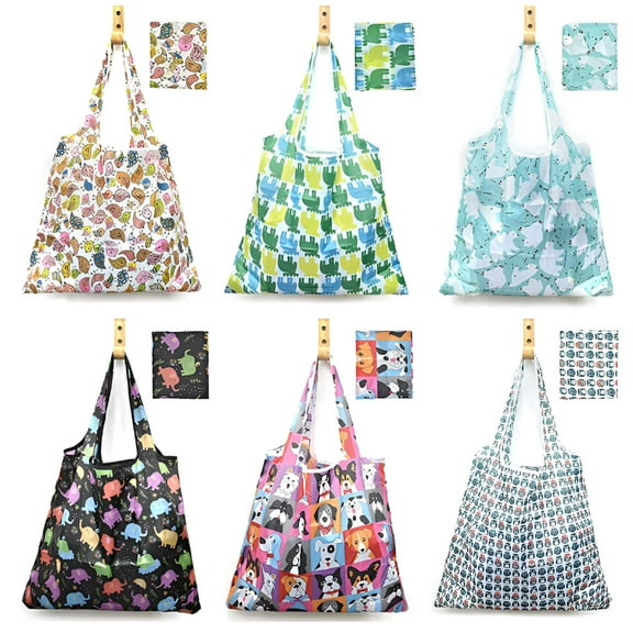 GASTROPOD 6 Pcs Large Capacity Reusable Grocery Bags Xlarge 50Lbs Foldable Grocery Shopping Bags Washable Eco-Friendly Ripstop Nylon Tote Bags