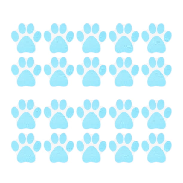 20 piezas Pegatinas de huellas de perro Pegatinas de bañera de dibujos animados Calcomanías de prevención de resbalones Pasadores de bañera autoadhesivos (azul cielo)