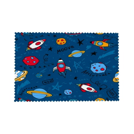 

12x18in Dining Table Placemats Cartoon Space Doodle Set of 4 Non-Slip Heat-Resistant Washable Material Table Place Mats for Kitchen