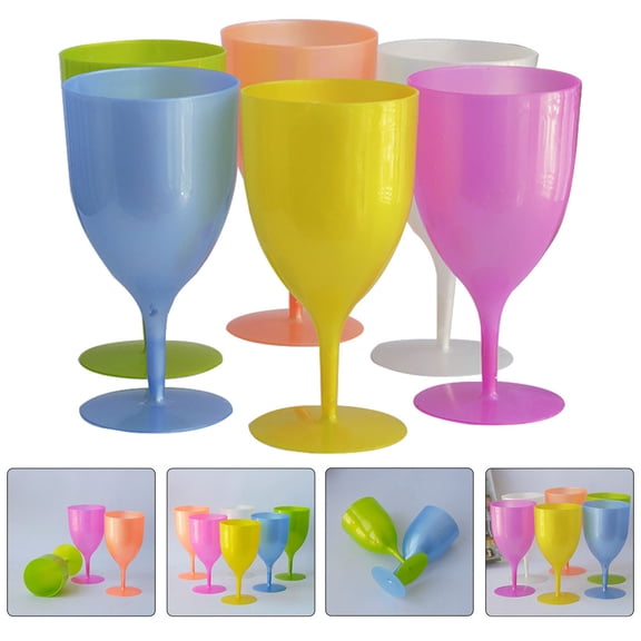 ifundom Assorted Color Plastic Goblets for Party Use, Stylish and Functional, 6Pcs