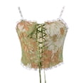thumbnail image 4 of Gureui Women Vintage Bustier Corset Flower Embroidery Pattern Sexy Lace Up Camisole Drawstring Tight Vest Suspender Bandage Tank Tops, 4 of 5