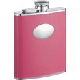 thumbnail image 1 of Britney Fiole de Hanche en Cuir Rose Chaud en Acier Inoxydable - 6oz, 1 of 1