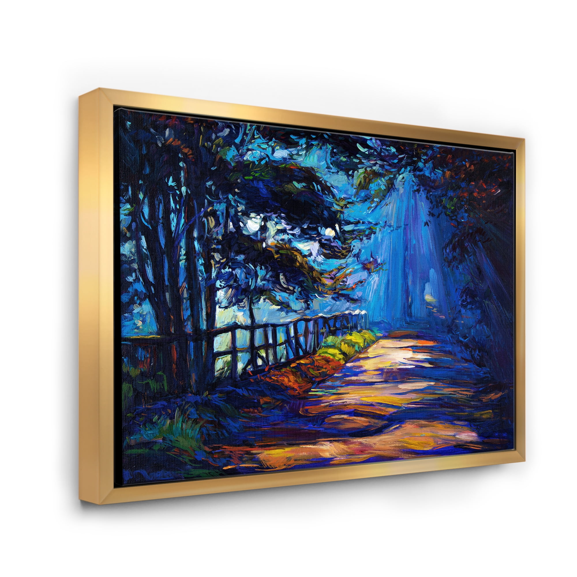 Park Road In The Afternoon Shadows 32 in x 24 in Framed Painting Canvas Art Print, by Designart