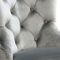 thumbnail image 3 of 24 Inch Dining Side Chair Set of 2- Tufted Silver Gray Fabric- Chrome legs, 3 of 6