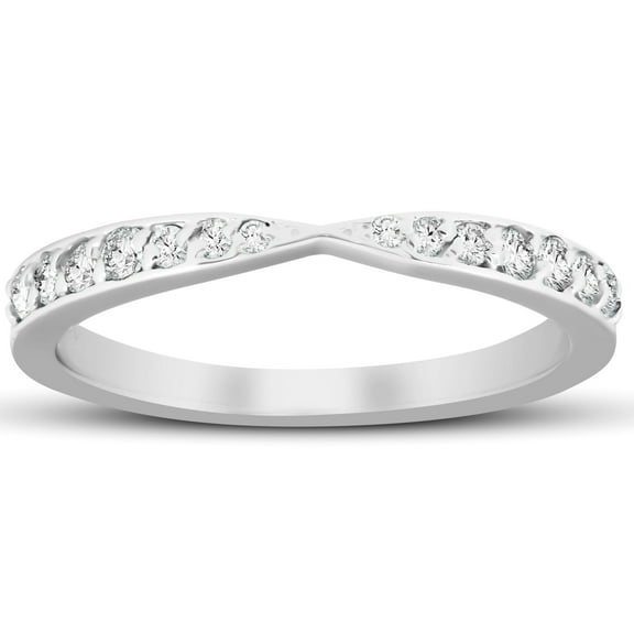 Pompeii 1/4Ct Diamond Stackable Tapered V Shape Womens Wedding Ring 10k White Gold