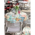 thumbnail image 4 of Outdoor Tablecloth with Umbrella Hole and Zipper, Summer Ocean Round Table Cloth 54 Inch Waterproof Tablecloth, Watercolor Coastal Coral Shell Seaweed Beige Picnic Table Cover for Patio Camping, 4 of 7