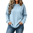 thumbnail image 2 of IUYRTFE Women's Round Neck Waffle Knit Long Sleeve Pullover Solid Color Casual Top with Seam Detail, 2 of 7