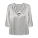 thumbnail image 3 of Hecho para Más Camisa Mujeres Elegante Draped Escote Plisado Cuello de Satén Tres Cuartos de Manga Blusa, Tops de Satén para las Mujeres Chic Casual, 3 of 7