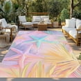 thumbnail image 3 of Fsddascl Summer Pink Romantic Beach Outdoor Rug for Patio/Deck/Porch, Non-Slip Large Area Rug 5 x 8 Ft, Tropical Leaf Ocean Starfish Indoor Outdoor Rugs Washable Area Rugs, Camping Rug Carpet, 3 of 5
